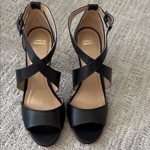 Johnston & Murphy Black Strappy Heels